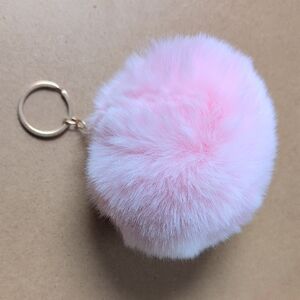 Chic Pink Fluffy Pom Pom Keychain